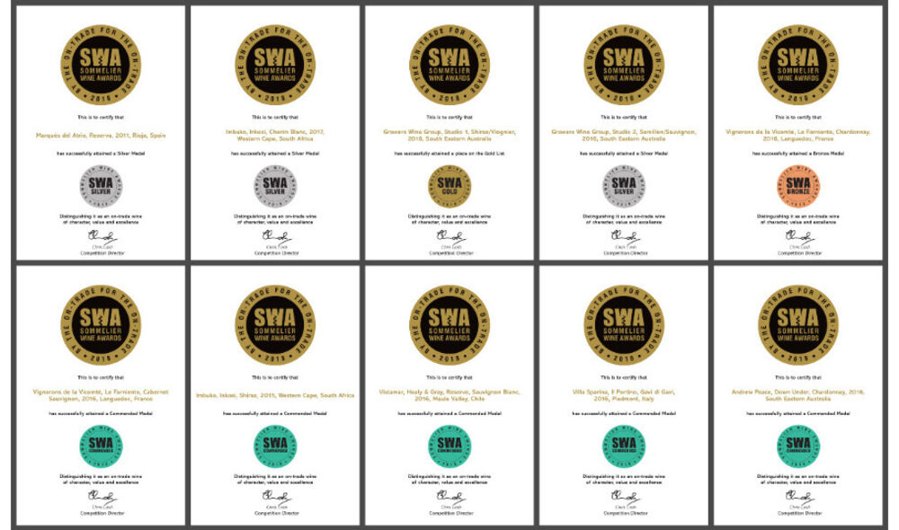 Another great year for LWC Wines at the Sommelier Wine Awards 2018